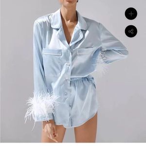 Hipnos and nice feather trim satin pajamas